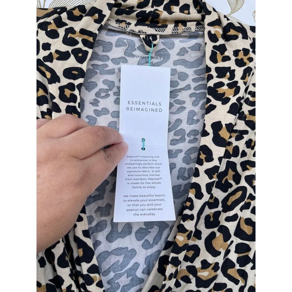 Posh Peanut Leopard Print Bamboo Robe | Mob Wife Aesthetic Loungewear Small